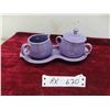 Image 1 : Fiestaware Purple Creamer, Sugar Bowl With Plate