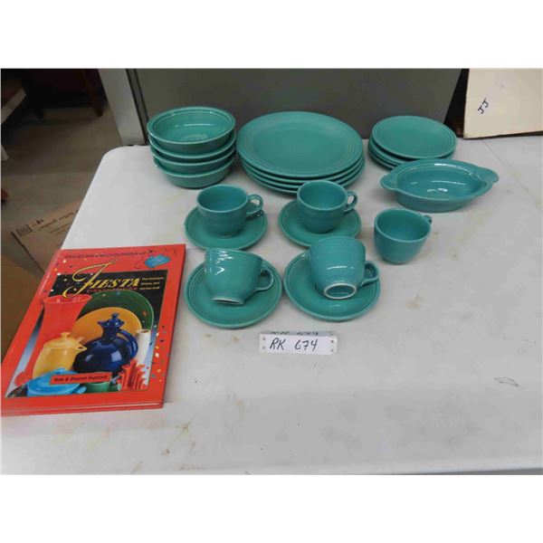 22 Pieces Fiestaware + Fiesta Collectors Book