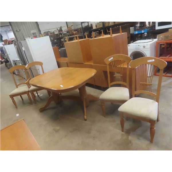 Oak Double Pedestal Table , 2 Underneath Leaves 12'' 