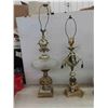 Image 2 : 4 Table Lamps, Tallest is 36'', 2 Shades, Brass & Glass 