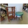 Image 1 : Wood Side Table, Vintage Stool 26'' x 15'' x 14'' 