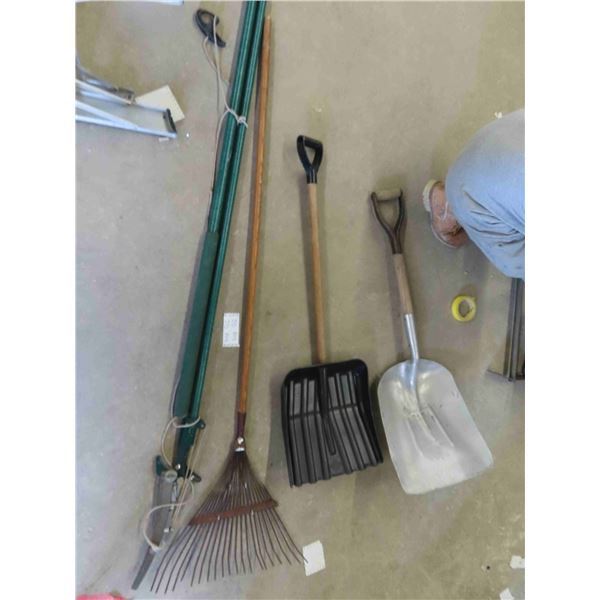 Tree Pruner, Fan Rake, Scoop Shovels