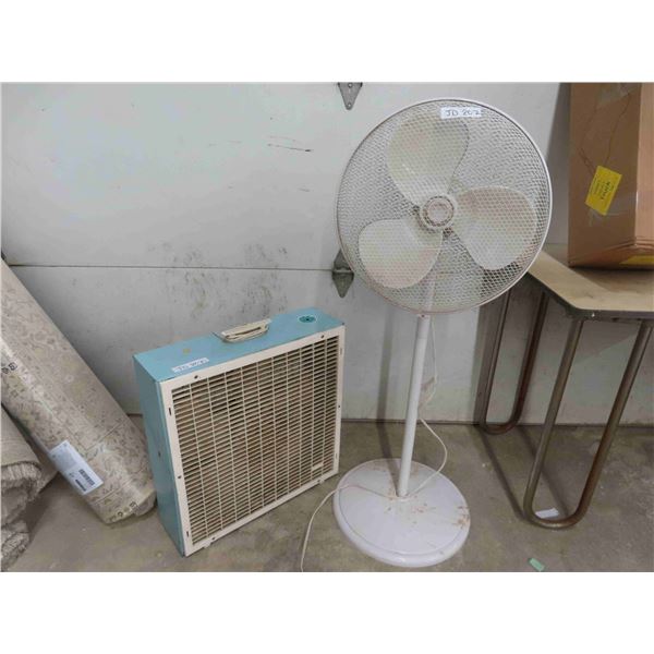 2 Fans: Box Style -has missing Knob + 48" on Stand