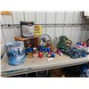 Image 1 : Christmas: Ceramic Light Up Tree 13'' H , 2 Snow Globes, Tins, 