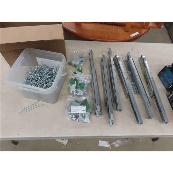 6 Drawer Slides, 1/2 box  3 7/8" Screws
