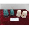 Image 1 : 4 Glass Insulators: 2 White CPR & 2 Blue