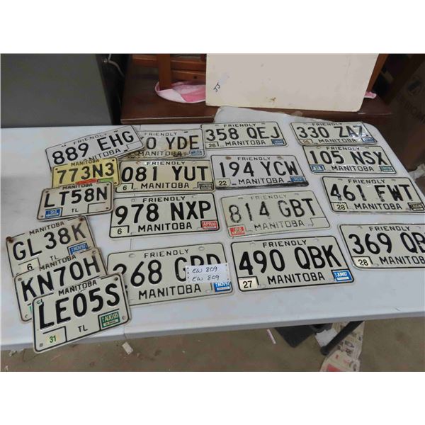 13 Manitoba License Plates + 4 Trailer Plates 