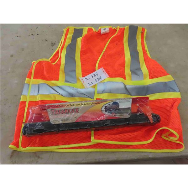 New Safety Triangle & Safety Vest Size L/XL 