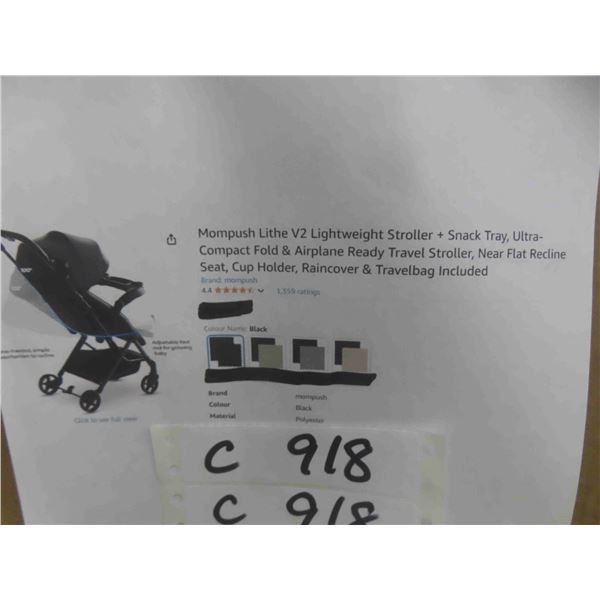 Mompush Lithe V2 Lightweight Stroller + Snack Tray, Ultra-Compact Fold 
