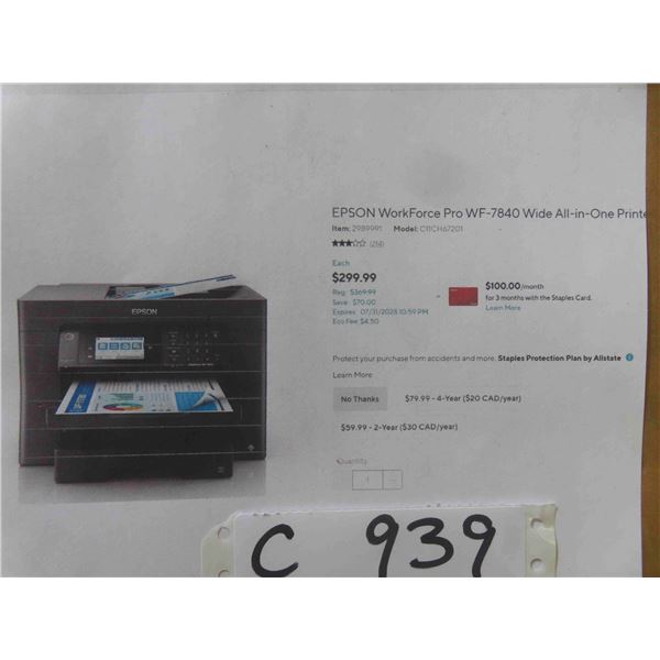 EPSON WorkForce Pro WF-7840 Wide All-in-One Printer - New
