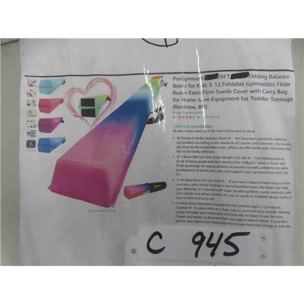 PreGymnastic 8FTFolding Balance Beam for Kids 3-12,Foldable