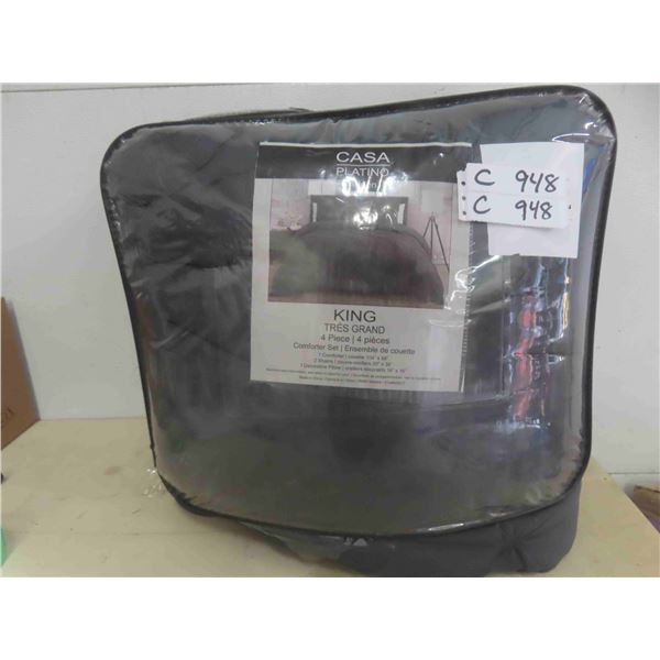 Queen Comforter Set - 4 Piece Bedding Down Alternative