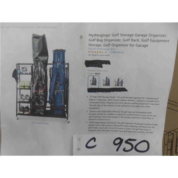 Mythinglogic Golf Storage Garage Organizer, Golf Bag Organizer