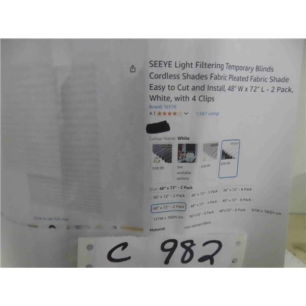 SEEYE Light Filtering Temporary Blinds Cordless Shades Fabric 