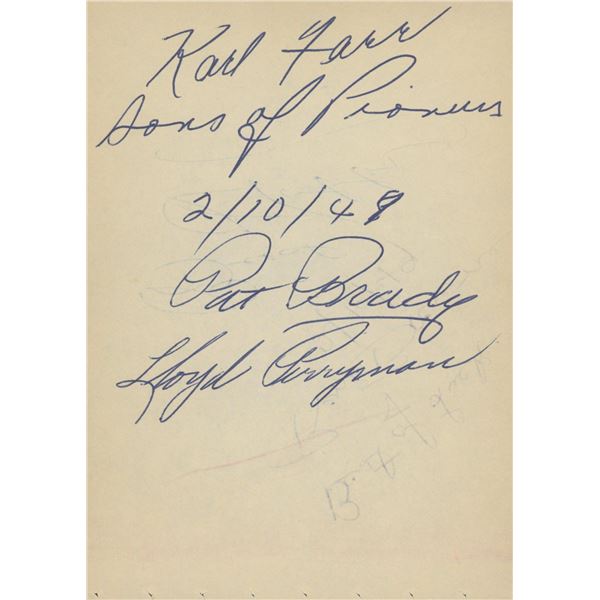 The Sons of the Pioneers signature cut