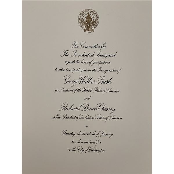 Bush, Cheney 2005 Inauguration Invitation