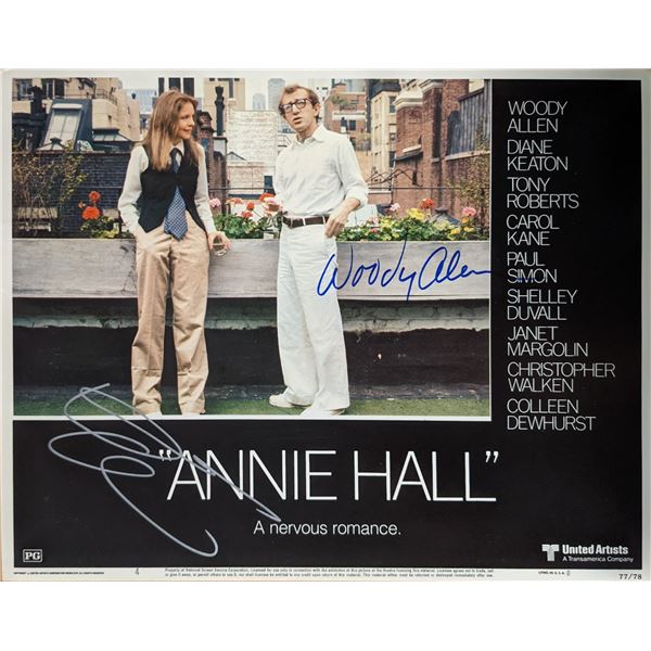 Annie Hall Woody Allen and Diane Keaton signed original 1977 vintage lobby card