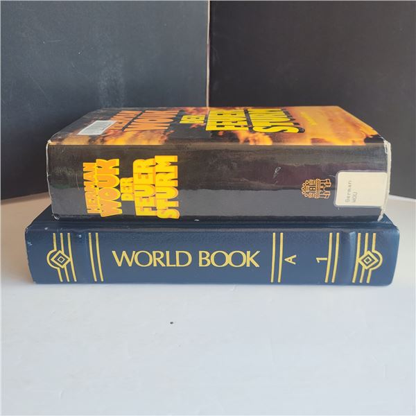 Lot of 2 Hard Cover Books - Der Feuer Strum, Herman Wouk; World Book A 1