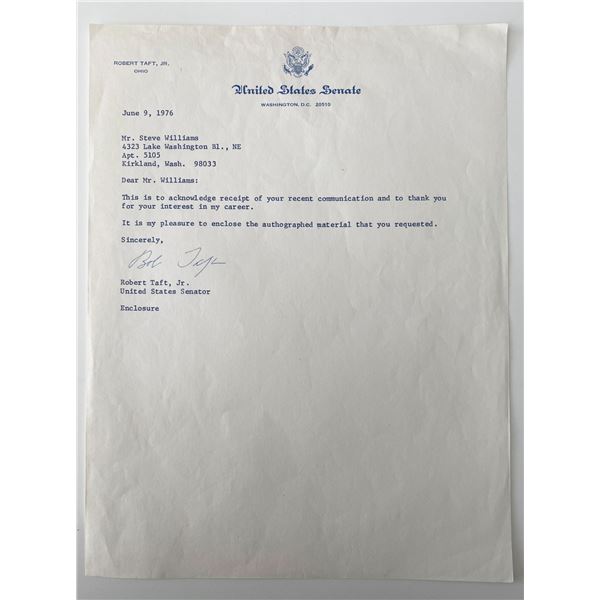 Ohio Senator Robert Taft Jr. signed letter