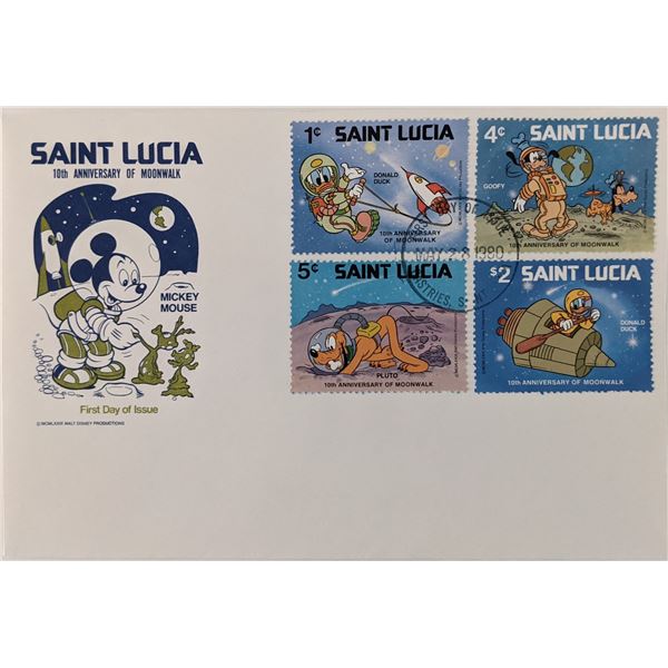 St. Lucia 1980  Disney Space Scenes First Day Cover