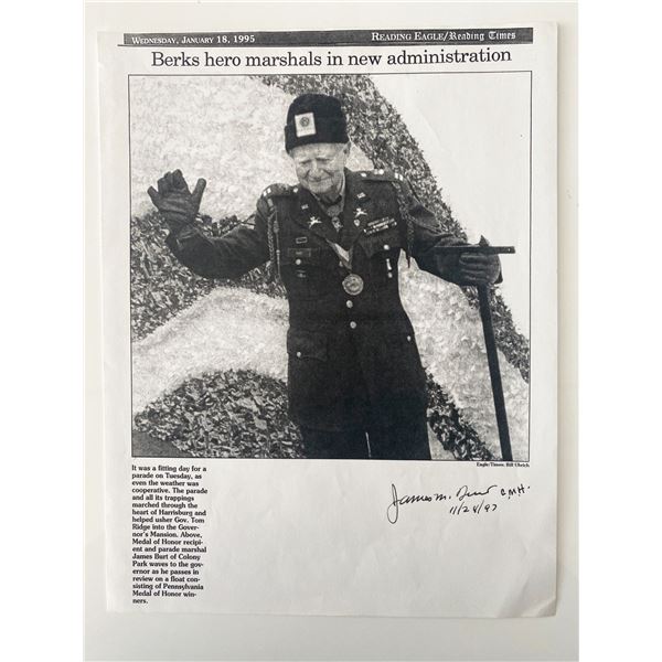 Medal of Honor Recipient James M. Burt signed photo