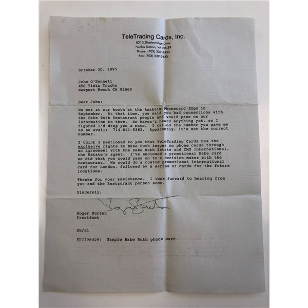 Babe Ruth Baseball Weekly TeleTrading Card