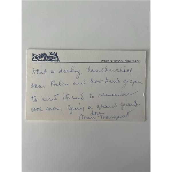 The First Lady of Radio Mary Margaret McBride signed note