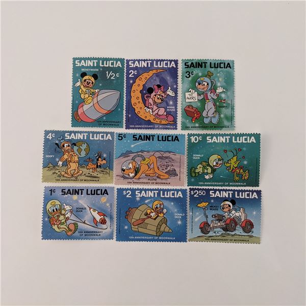 St. Lucia 1980 Disney Space Scenes Stamp Set