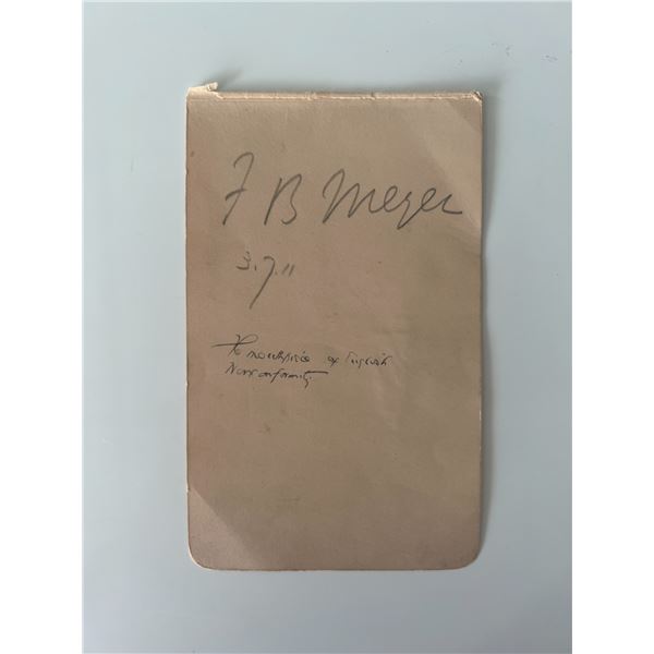 Baptist pastor F. B. Meyer original signature