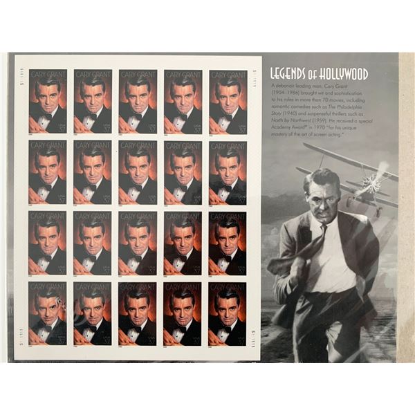 USPS Cary Grant Legends of Hollywood Sheet of Twenty 37 Cent Stamps Scott 3692