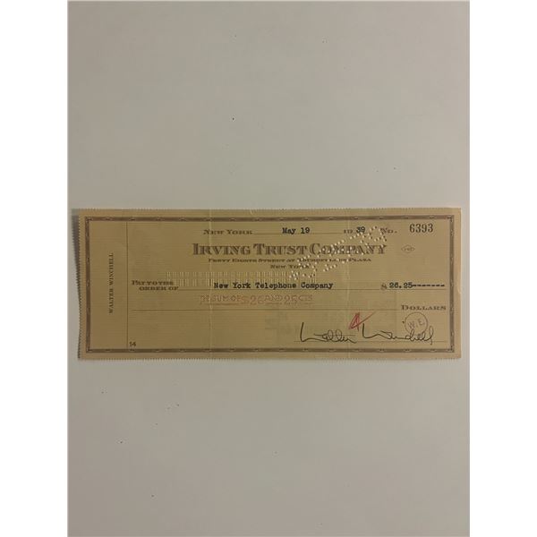 1939 Walter Winchell signed check