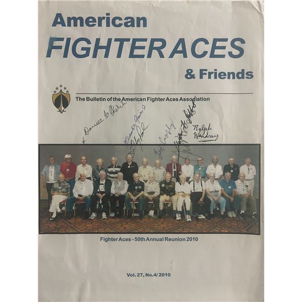 WWII pilots American Fighter Aces signed bulletin