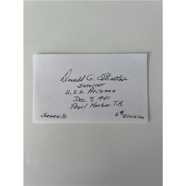 USS Arizona survivor Donald Stratton original signature