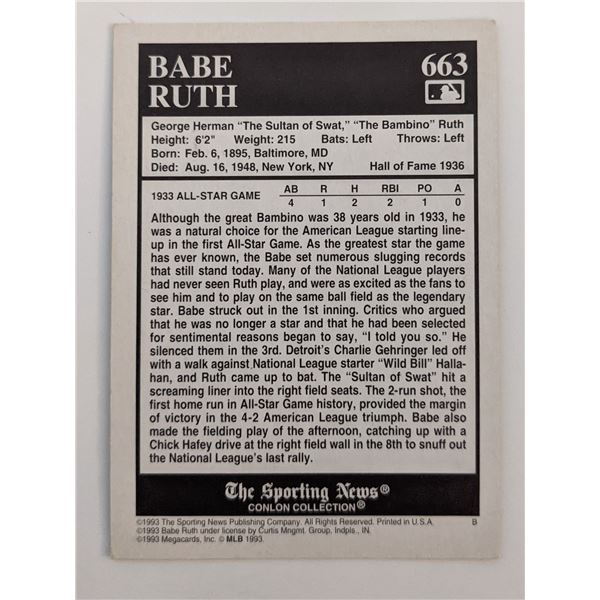 Babe Ruth Game of the Century Baseball Card