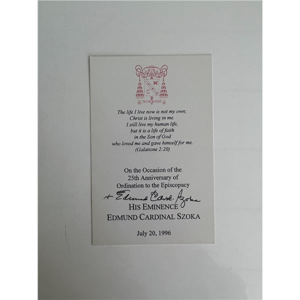 Edmund Casimir Szoka signed card