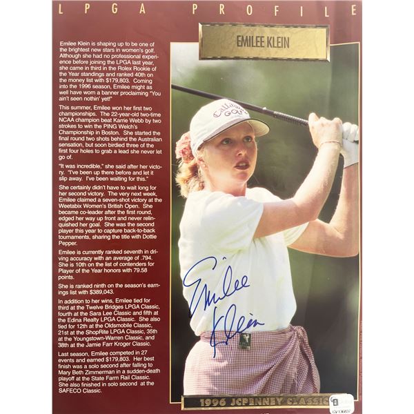 Emilee Klein signed 1996 JC Penney Classic LPGA profile
