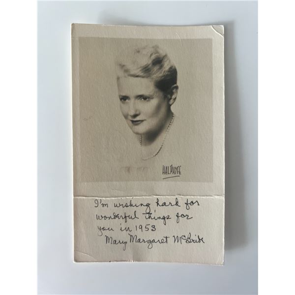 Mary Margaret McBride signed photo with note