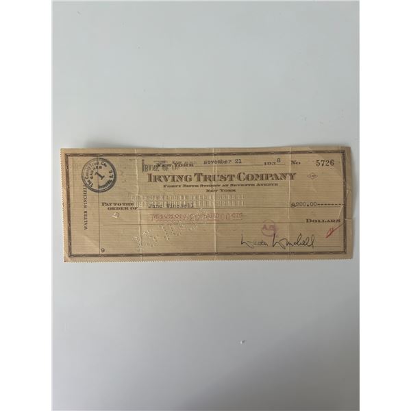 Walter Winchell signed check