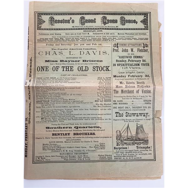 Proctor's Grand Opera House newspaper