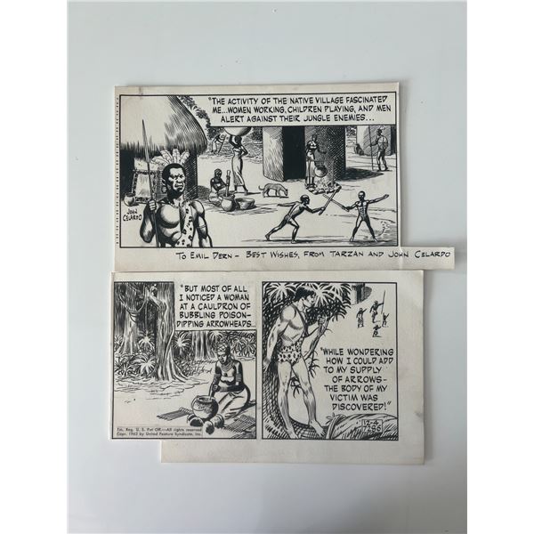 Comic strip artist John Celardo signed Tarzan panels