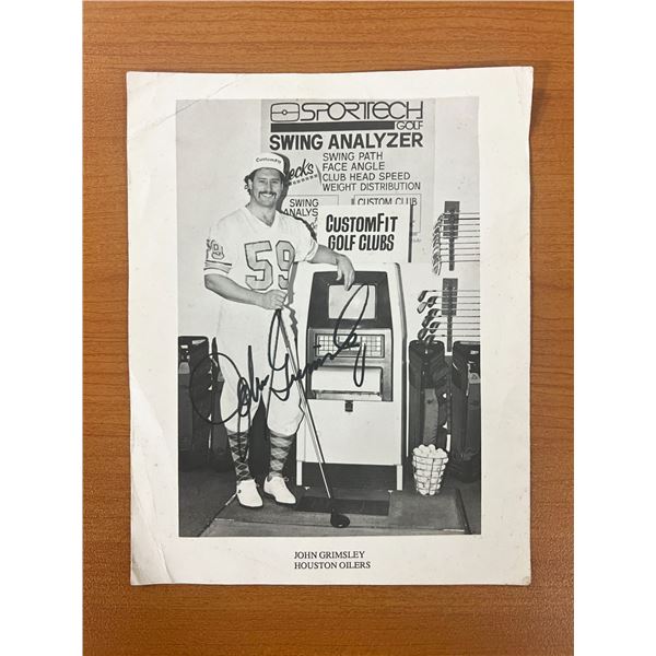 Houston Oilers John Grimsley signed photo