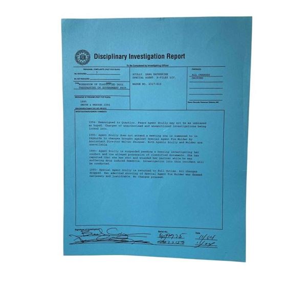 The X-Files (1993-) - FBI Disciplinary Investigation Report