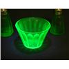 Image 2 : Hazel Atlas Uranium Glass Salt and Pepper Shakers and Nut Bowl