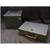 Image 1 : Lot of 2 Heavy Duty Metal Storage Containers 1 Locking w Key