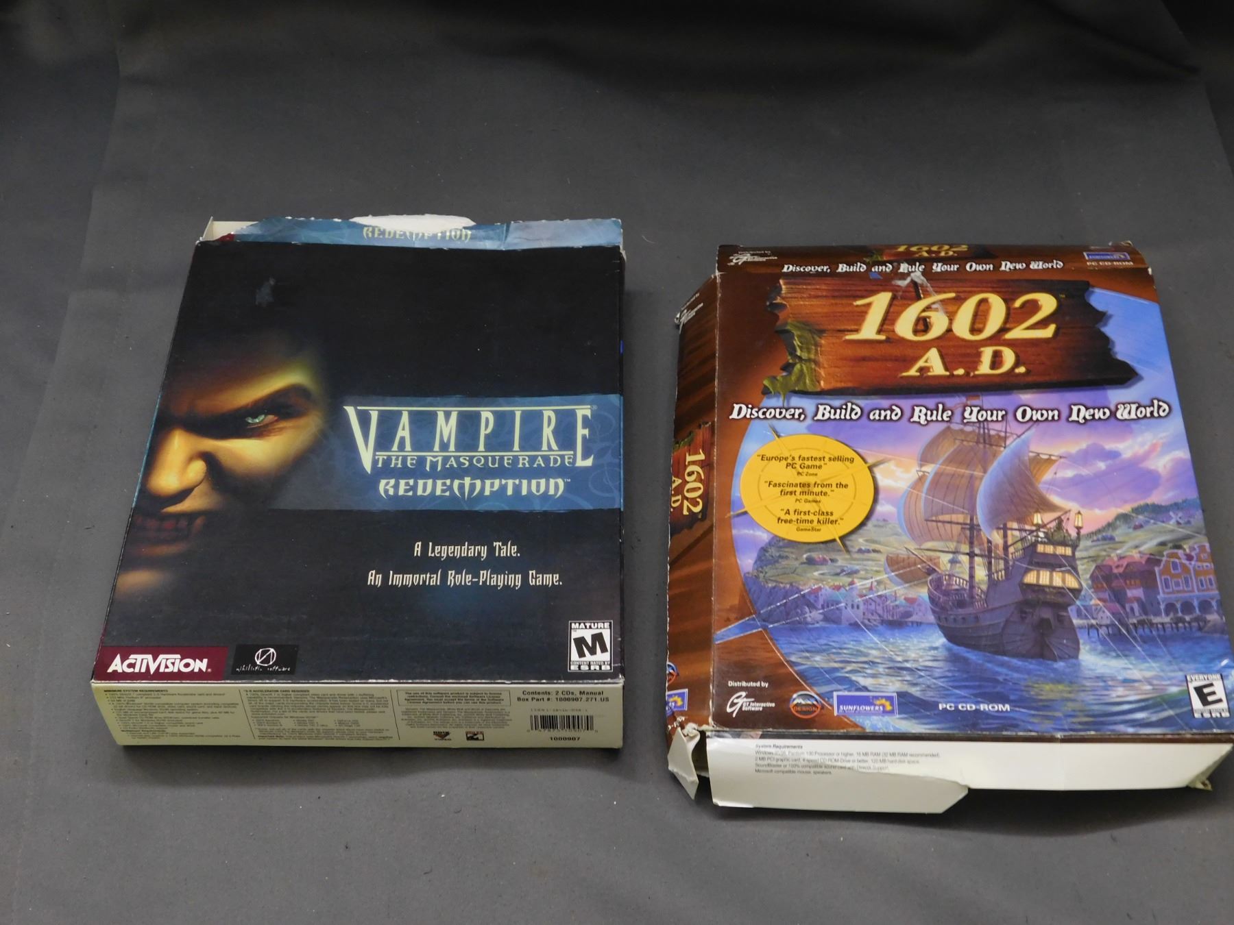 Lot of 2 1602 AD PC Game and Vampire The Masquerade Redemption CD-ROM Game