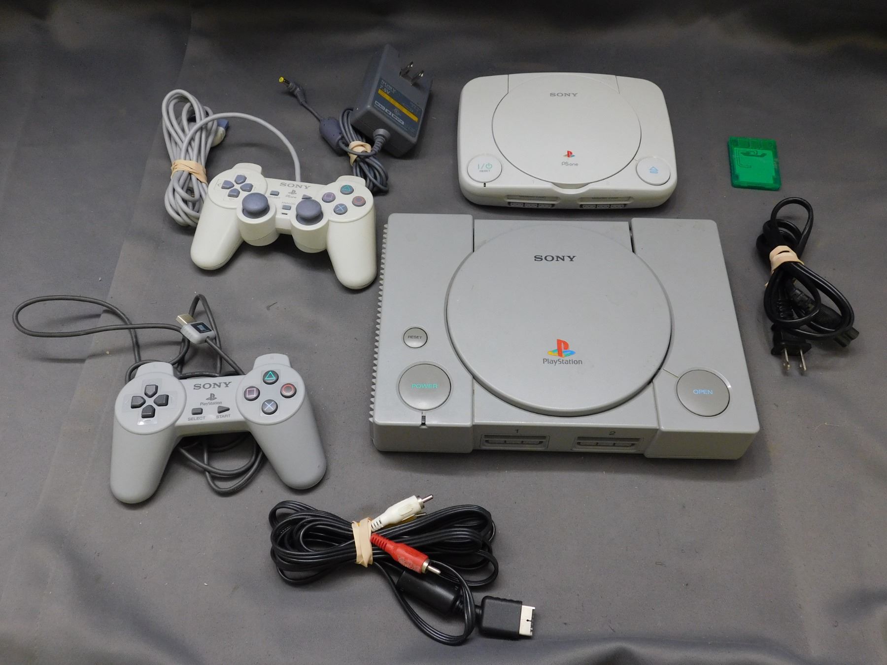 Lot of 2 Playstation 1 PS1 and PSone Game Consoles, 2 Controllers ...