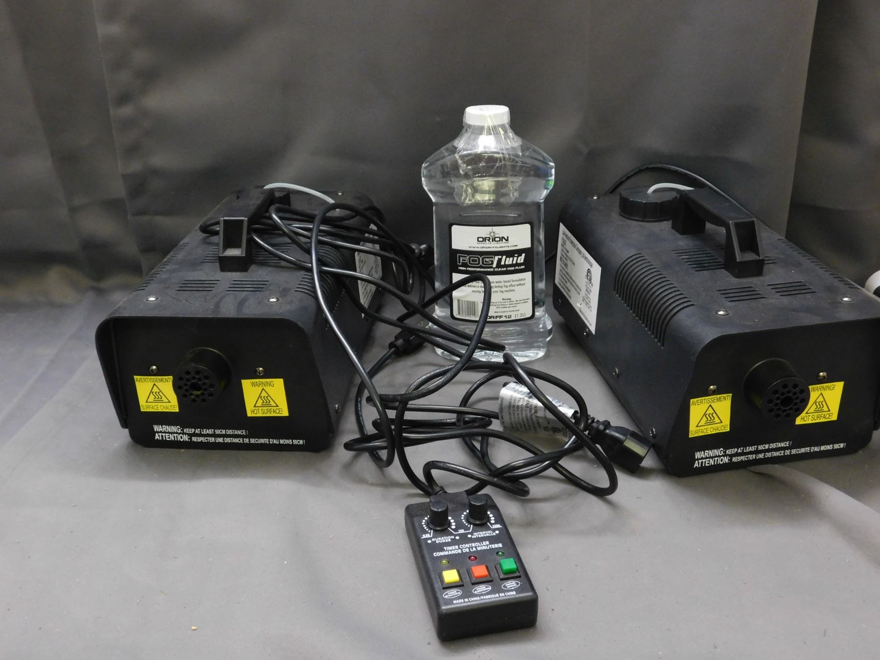 2 Fog Machines w New Controller and Full Bottle of Fog Fluid
