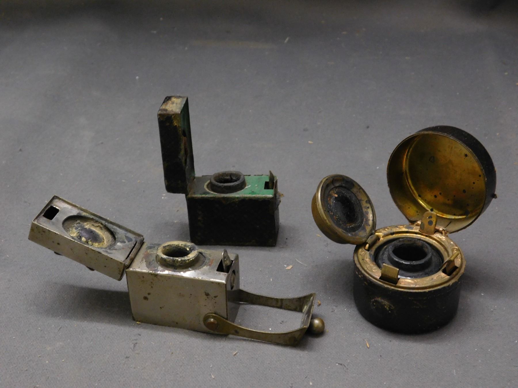 Lot of 3 Antique Portable Ink Wells