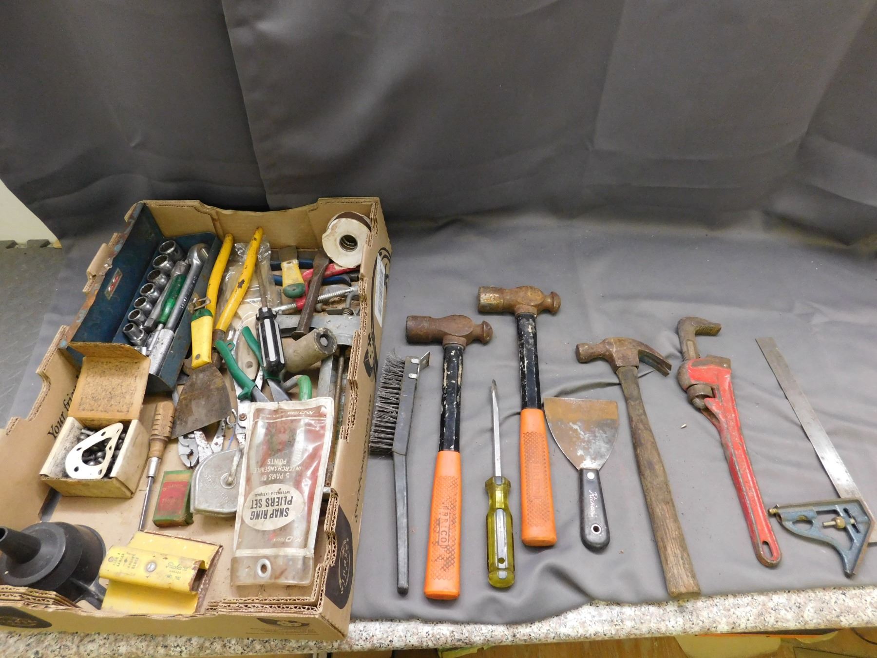 Large Lot of Assorted Hand Tools & Bits, Hammers, Mallets, Wrenches ...