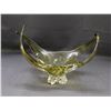 Image 1 : Vintage MCM Art Glass Blown Glass Green Centerpiece (unmarked) 12"